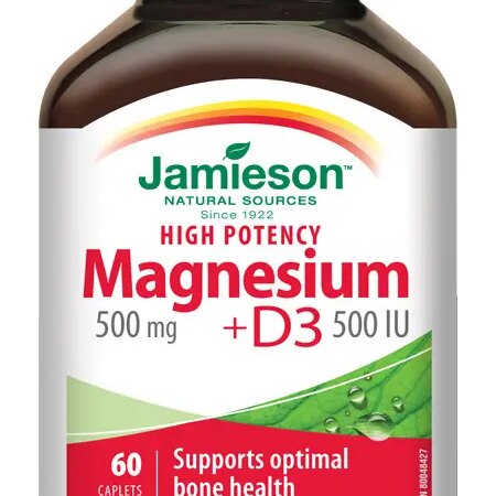 Jamieson Hořčík 500 mg s vitaminem D 500 IU 60 tablet