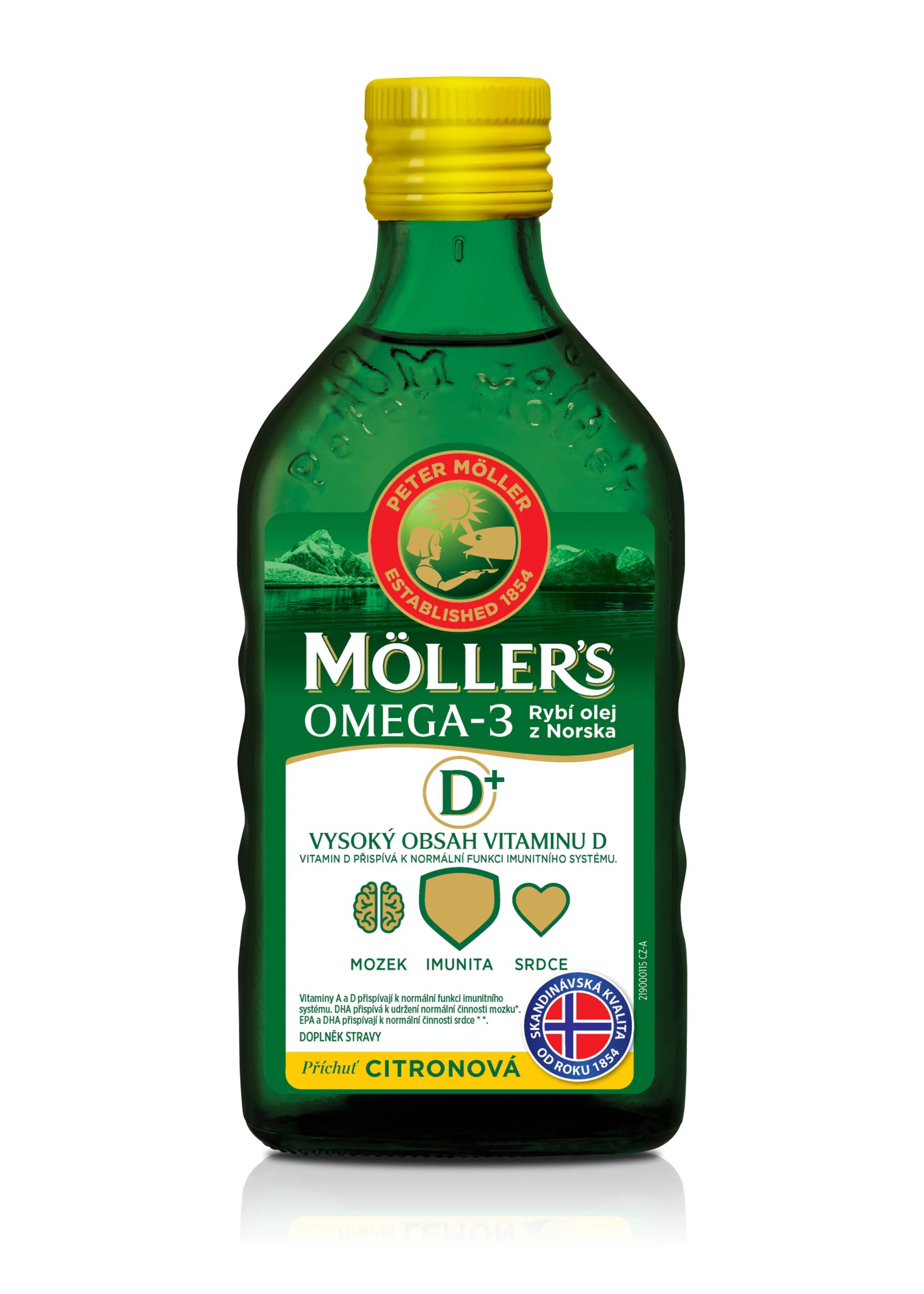 Möller's Omega 3 d+ olej citronová příchuť 250 ml