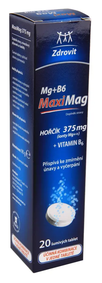 Zdrovit MaxiMag Hořčík 375 mg + B6 20 šumivých tablet